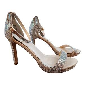 DB studio David's‎ bridal Franka sz 8 allover pave crystal heeled sandle hoco